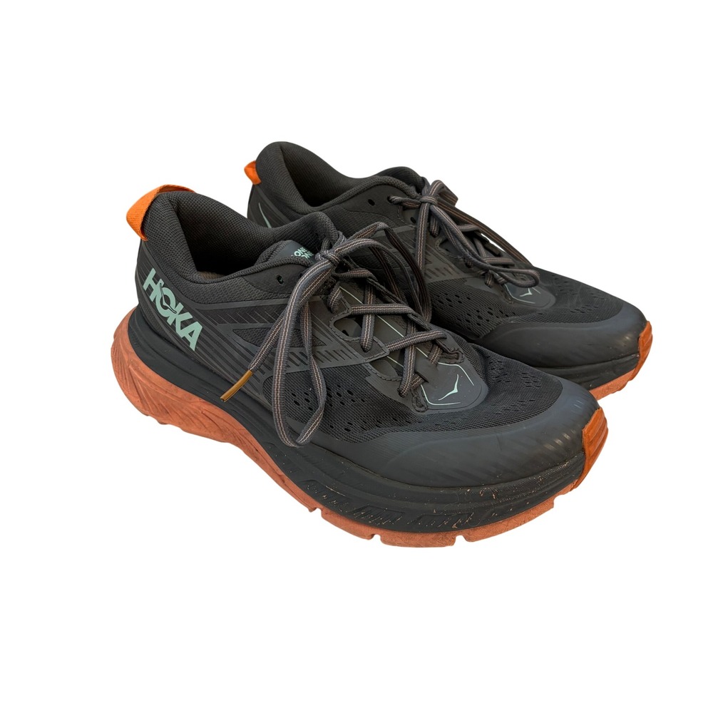 HOKA One One Women's 9.5 Stinson ATR Gray Orange Shoes Running Athletic Outdoor
